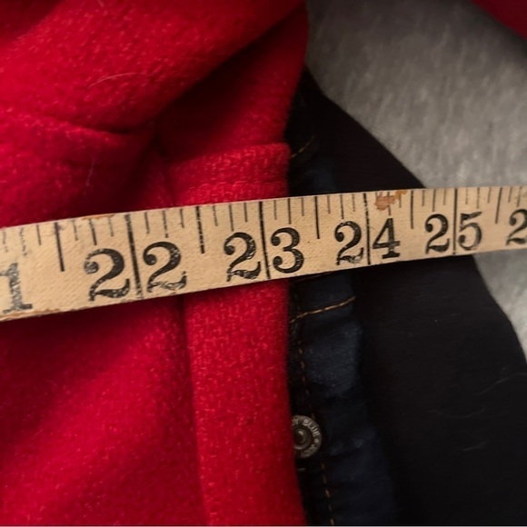 Vtg Chaps Ralph Lauren Men Red Sz 44L Wool Blend Suede Elbow Patch Button Shirt - Picture 7 of 8